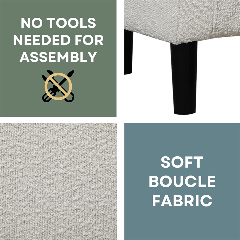 Take a Seat Churchill Accent Chair with Ottoman in Ivory Boucle Fabric