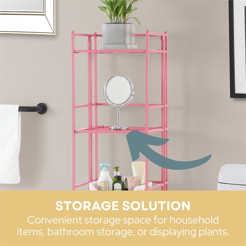 Convenience Concepts Xtra Storage Five-Tier Folding Metal Shelf in Pink Finish