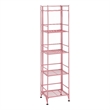 Convenience Concepts Xtra Storage Five-Tier Folding Metal Shelf in Pink Finish