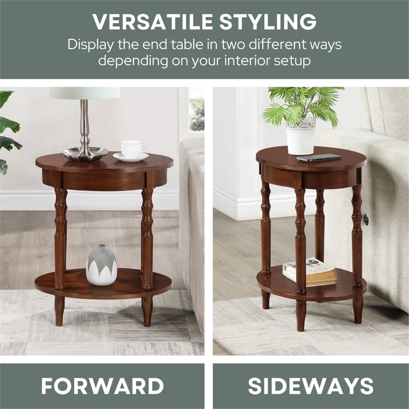 Classic Accents Brandi Oval End Table with Shelf in Espresso Wood Finish