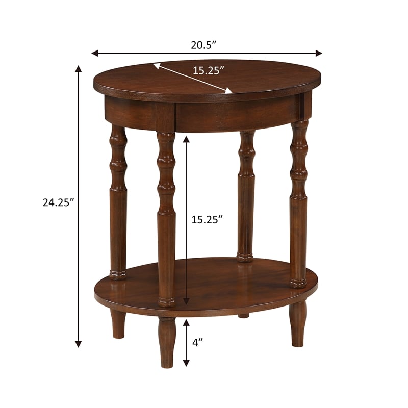 Classic Accents Brandi Oval End Table with Shelf in Espresso Wood Finish
