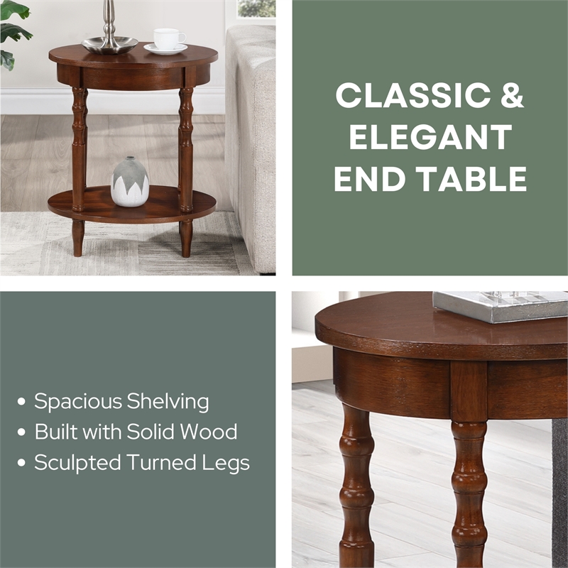 Classic Accents Brandi Oval End Table with Shelf in Espresso Wood Finish