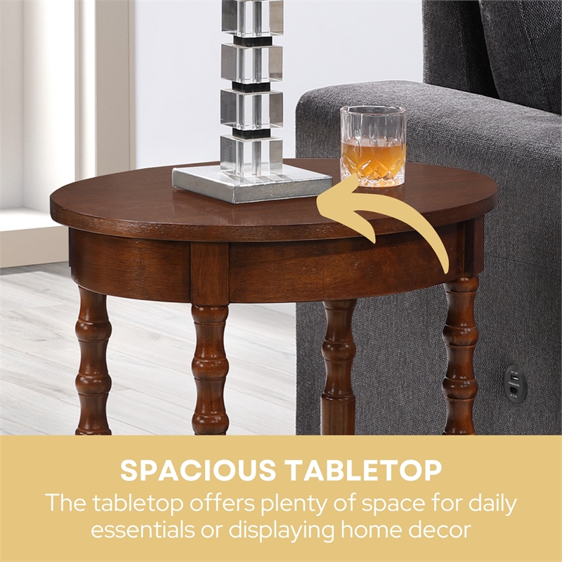 Classic Accents Brandi Oval End Table with Shelf in Espresso Wood Finish