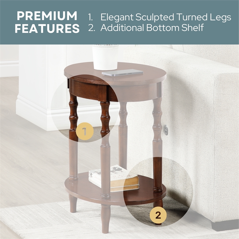 Classic Accents Brandi Oval End Table with Shelf in Espresso Wood Finish