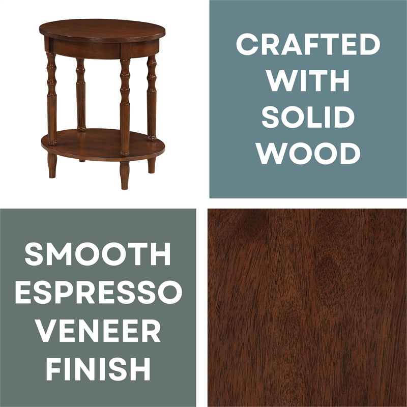 Classic Accents Brandi Oval End Table with Shelf in Espresso Wood Finish