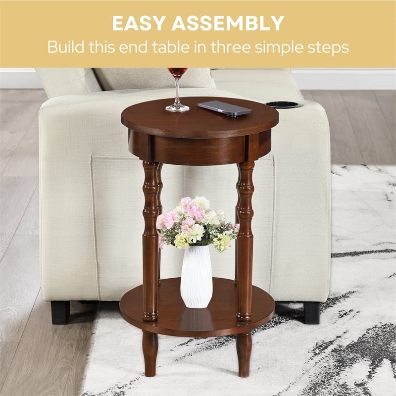 Classic Accents Brandi Oval End Table with Shelf in Espresso Wood Finish