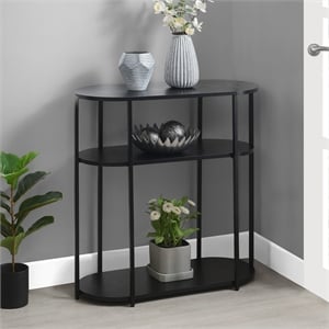 Designs2Go Simon Three-Tier Oval Entryway Hall Table in Black Wood Finish