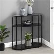 Designs2Go Simon Three-Tier Oval Entryway Hall Table in Black Wood Finish