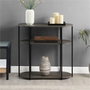 Designs2Go Simon Three-Tier Oval Entryway Hall Table in Gray Wood Finish