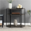 Designs2Go Simon Three-Tier Oval Entryway Hall Table in Gray Wood Finish