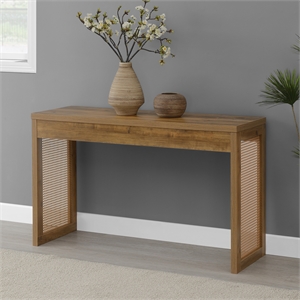Northfield Weave Hall Console Table/Desk in Medium Oak Wood Finish