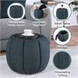 Designs4Comfort Daisy Storage Ottoman with Reversible Tray Lid in Blue Fabric