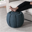 Designs4Comfort Daisy Storage Ottoman with Reversible Tray Lid in Blue Fabric