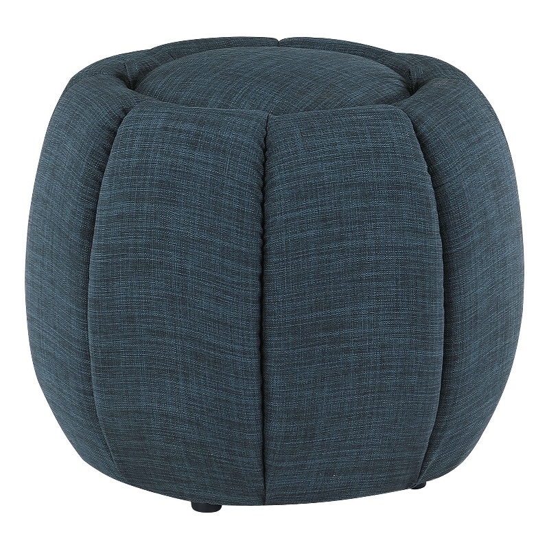 Designs4Comfort Daisy Storage Ottoman with Reversible Tray Lid in Blue Fabric