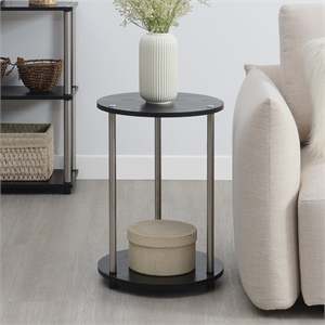 Designs2Go No Tools Two-Tier Round End Table in Black Wood Finish
