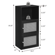 Xtra Storage Boho Weave Two-Door Cabinet with Shelf in Black Wood Finish