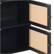 Xtra Storage Boho Weave Two-Door Cabinet with Shelf in Black Wood Finish
