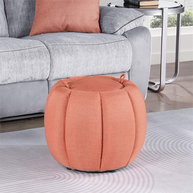Designs4Comfort Daisy Storage Ottoman with Reversible Tray Lid in Coral Fabric