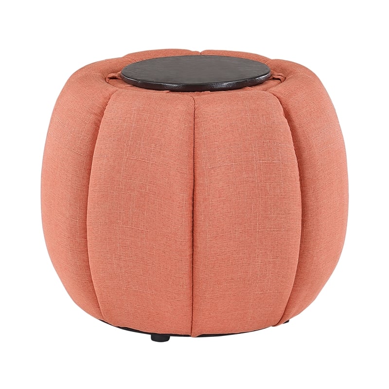Designs4Comfort Daisy Storage Ottoman with Reversible Tray Lid in Coral Fabric