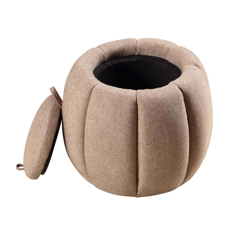 Designs4Comfort Daisy Storage Ottoman with Reversible Tray Lid in Tan Fabric
