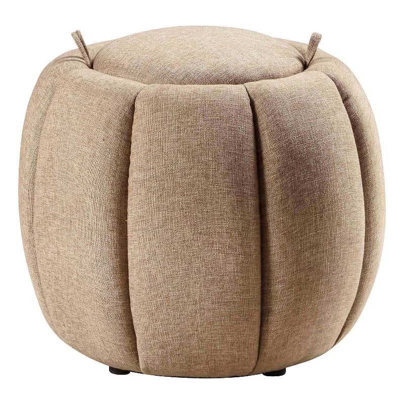 Designs4Comfort Daisy Storage Ottoman with Reversible Tray Lid in Tan Fabric