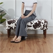 Designs4Comfort Cow Print Bench with Nailheads in Brown and White Fabric