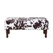 Designs4Comfort Cow Print Bench with Nailheads in Brown and White Fabric
