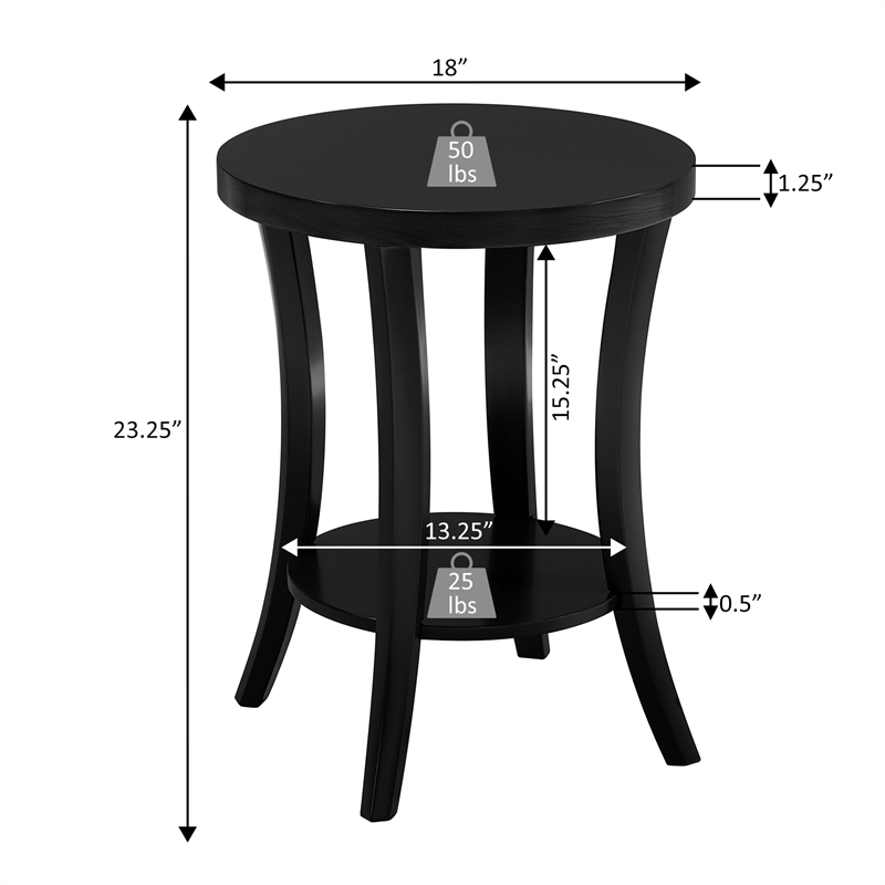 Convenience Concepts Charleston Round End Table with Shelf in Espresso Wood