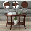 Charleston Round Coffee Table with Shelf in Espresso Wood Finish