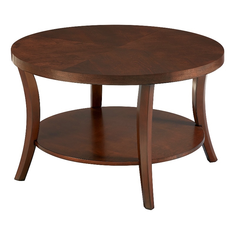 Charleston Round Coffee Table with Shelf in Espresso Wood Finish