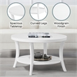Convenience Concepts Charleston Round Coffee Table with Shelf in White Wood