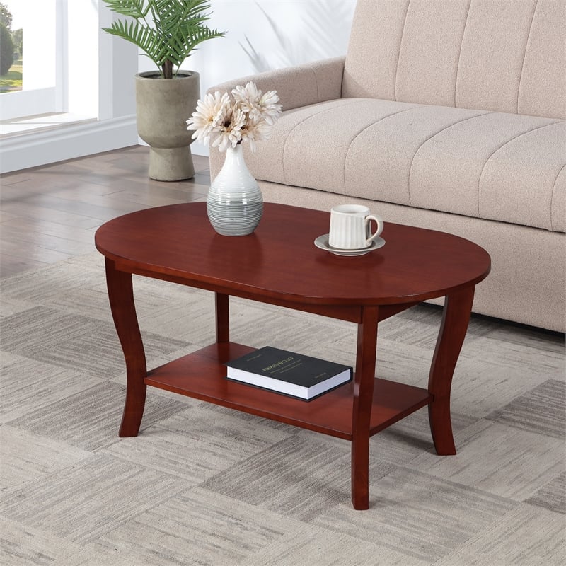 American Heritage Oval Coffee Table with Shelf - Thumbnail 5