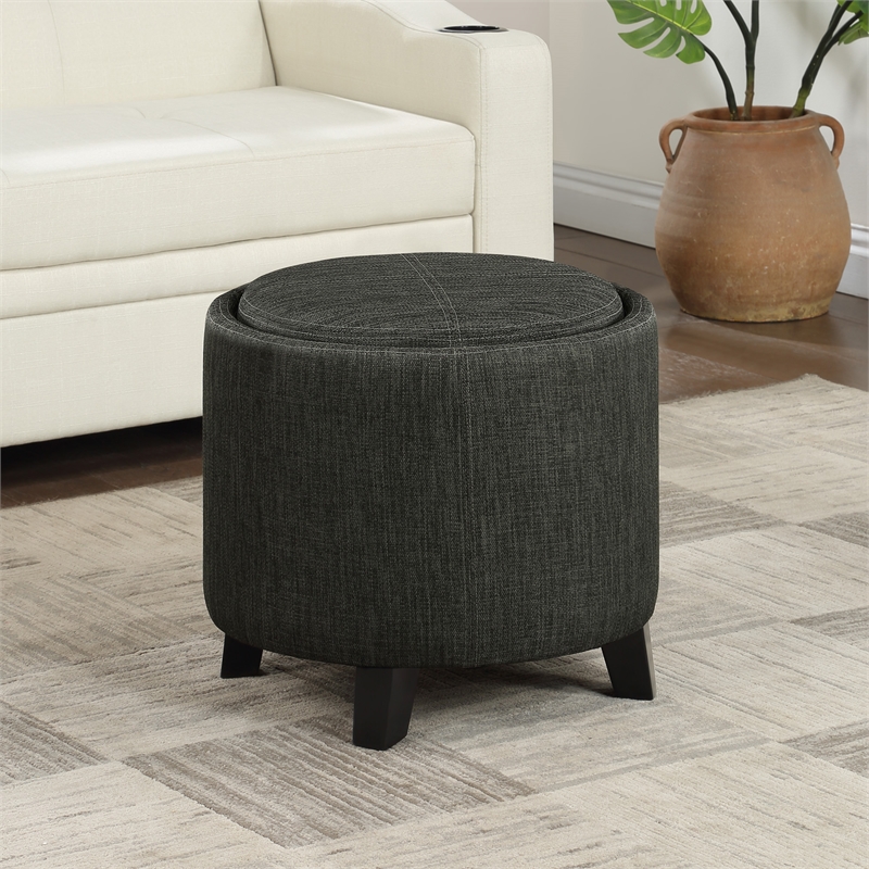Designs4Comfort Oscar Storage Ottoman with Reversible Tray in Gray Fabric
