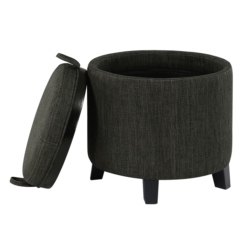 Designs4Comfort Oscar Storage Ottoman with Reversible Tray in Gray Fabric