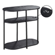 Designs2Go Simon Three-Tier Oval Chairside End Table w/USB Ports in Black Wood