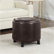 Designs4Comfort Oscar Storage Ottoman w/Reversible Tray in Espresso Faux Leather