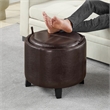 Designs4Comfort Oscar Storage Ottoman w/Reversible Tray in Espresso Faux Leather