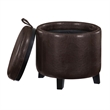 Designs4Comfort Oscar Storage Ottoman w/Reversible Tray in Espresso Faux Leather