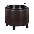 Designs4Comfort Oscar Storage Ottoman w/Reversible Tray in Espresso Faux Leather