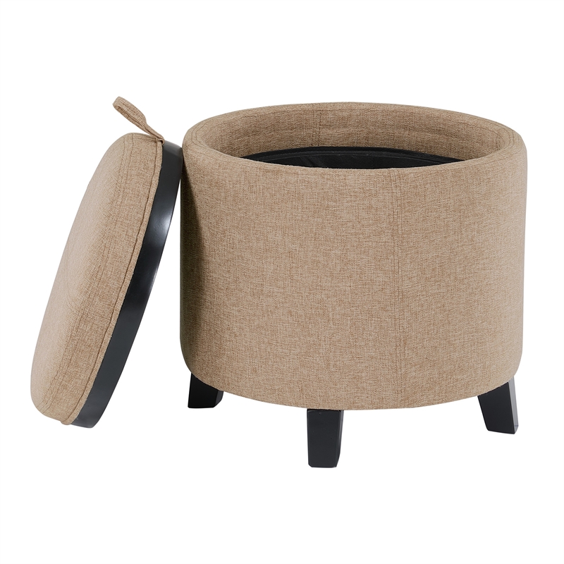 Designs4Comfort Oscar Storage Ottoman with Reversible Tray in Tan Fabric