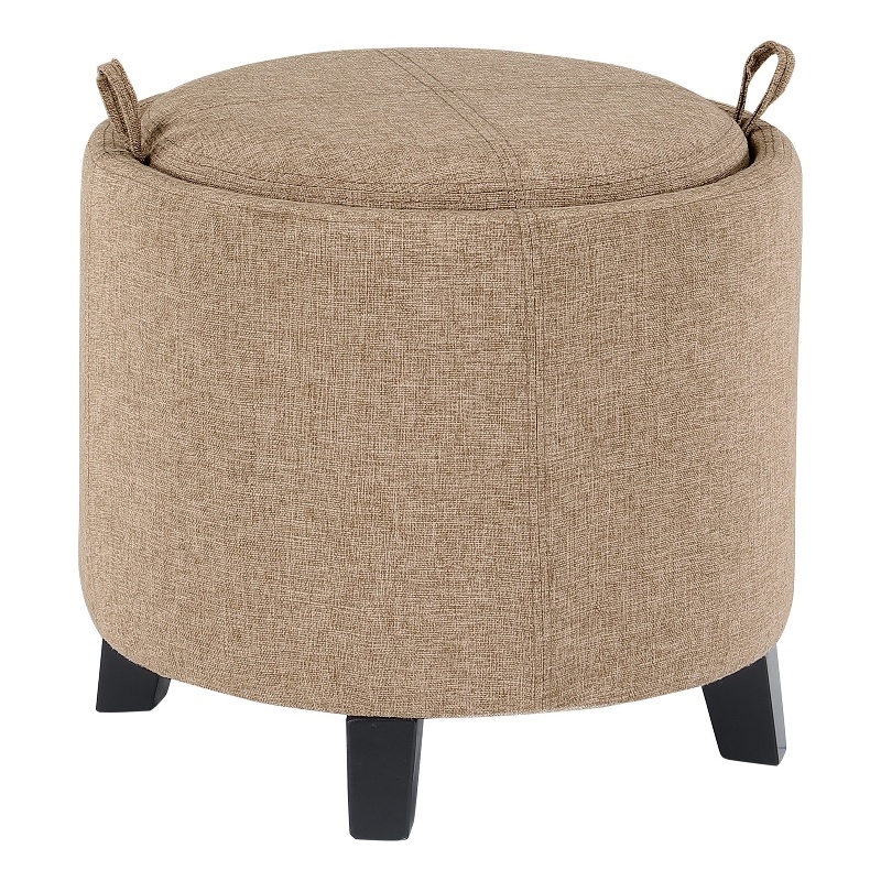 Designs4Comfort Oscar Storage Ottoman with Reversible Tray in Tan Fabric