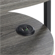 Designs2Go Simon Three-Tier Oval Chairside End Table with USB Ports in Gray Wood