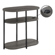 Designs2Go Simon Three-Tier Oval Chairside End Table with USB Ports in Gray Wood