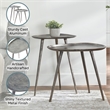 Convenience Concepts Bali Metal Nesting End Tables in Silver Metal Finish