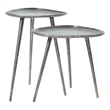 Convenience Concepts Bali Metal Nesting End Tables in Silver Metal Finish