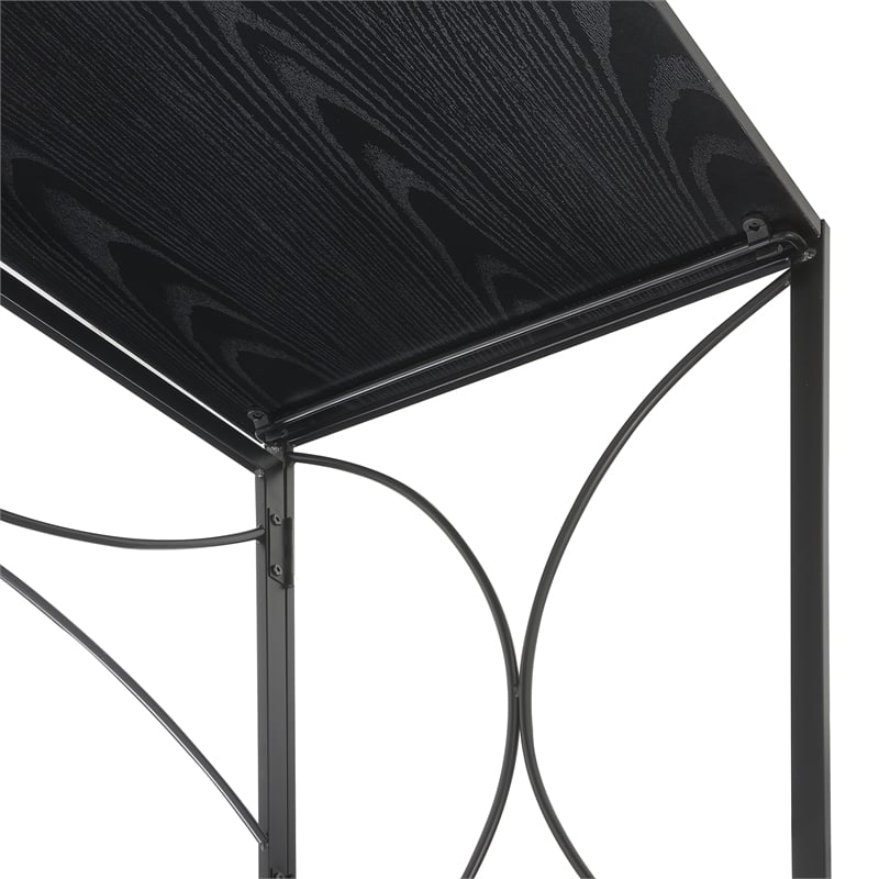 Convenience Concepts Nova Folding Desk in Black Wood Finish w/Black Metal Frame