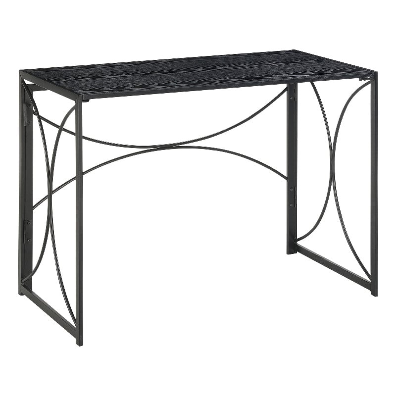 Convenience Concepts Nova Folding Desk in Black Wood Finish w/Black Metal Frame