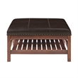 Designs4Comfort Silverton Coffee Table Ottoman w/Shelf in Espresso Faux Leather