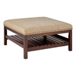 Designs4Comfort Silverton Coffee Table Cocktail Ottoman w/ Shelf in Beige Fabric