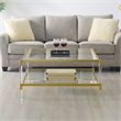 Royal Crest Two-Tier Acrylic Clear Glass Square Coffee Table in Gold Chrome